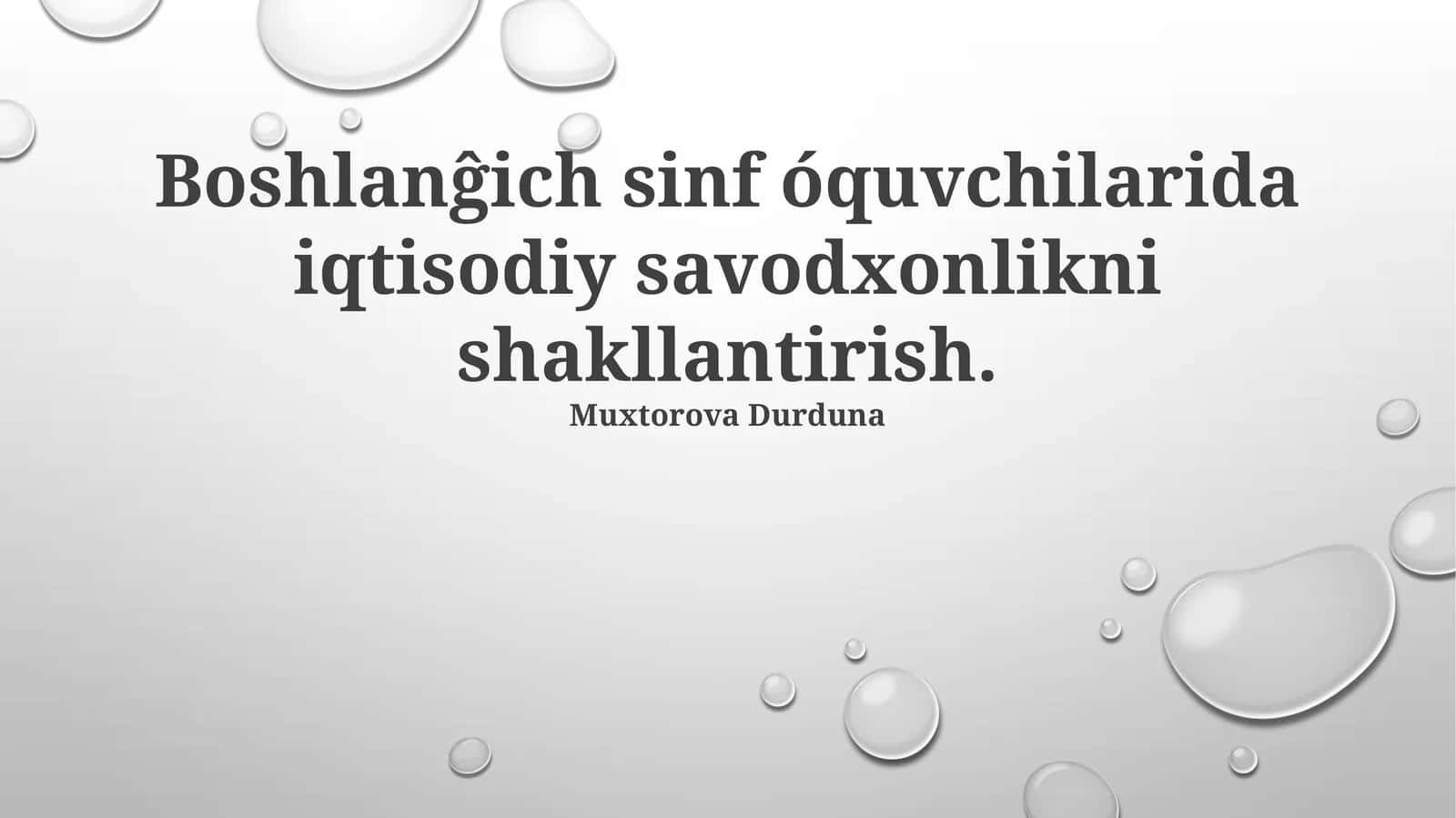 Iqtisodiy savodxonlikni shakllantirish