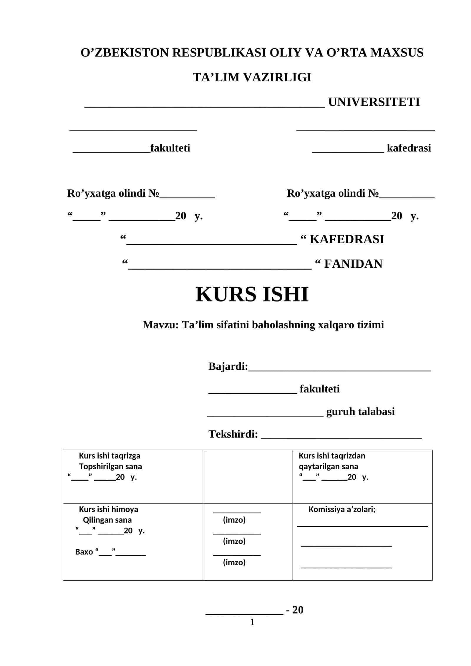 Ta’lim sifatini baholashning xalqaro tizimi