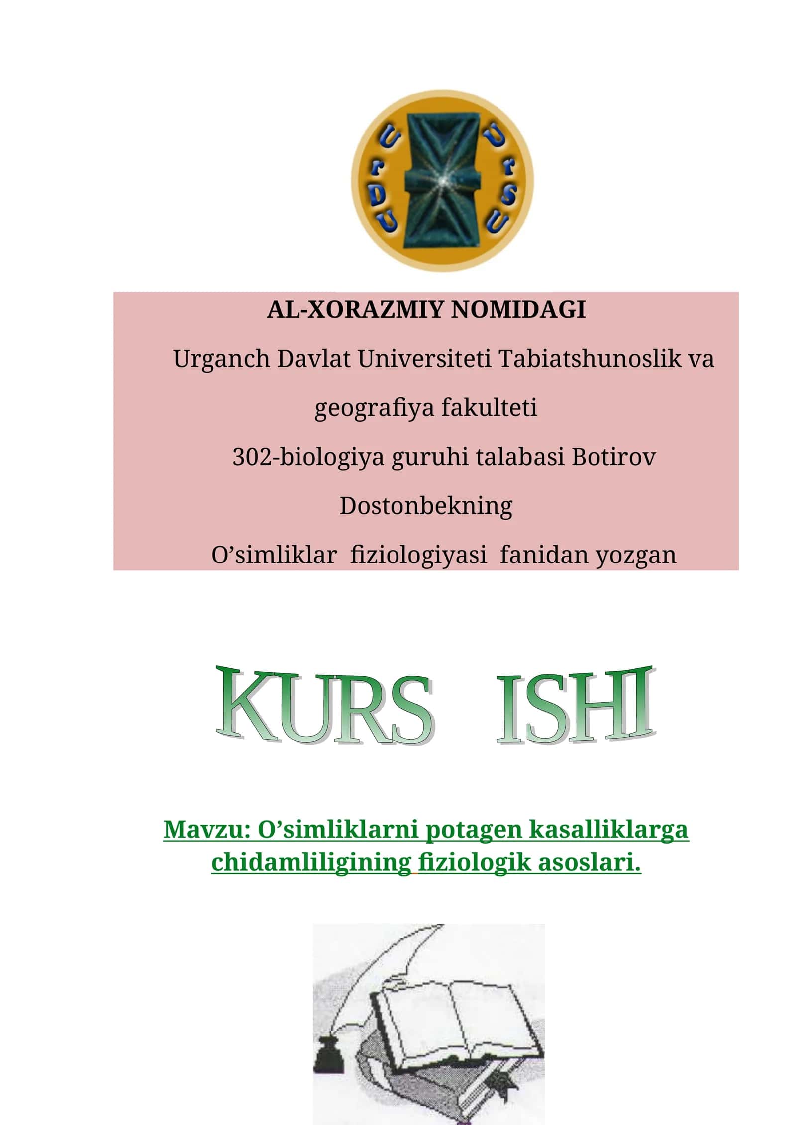 O’simliklar fiziologiyasi fanidan kurs ishi