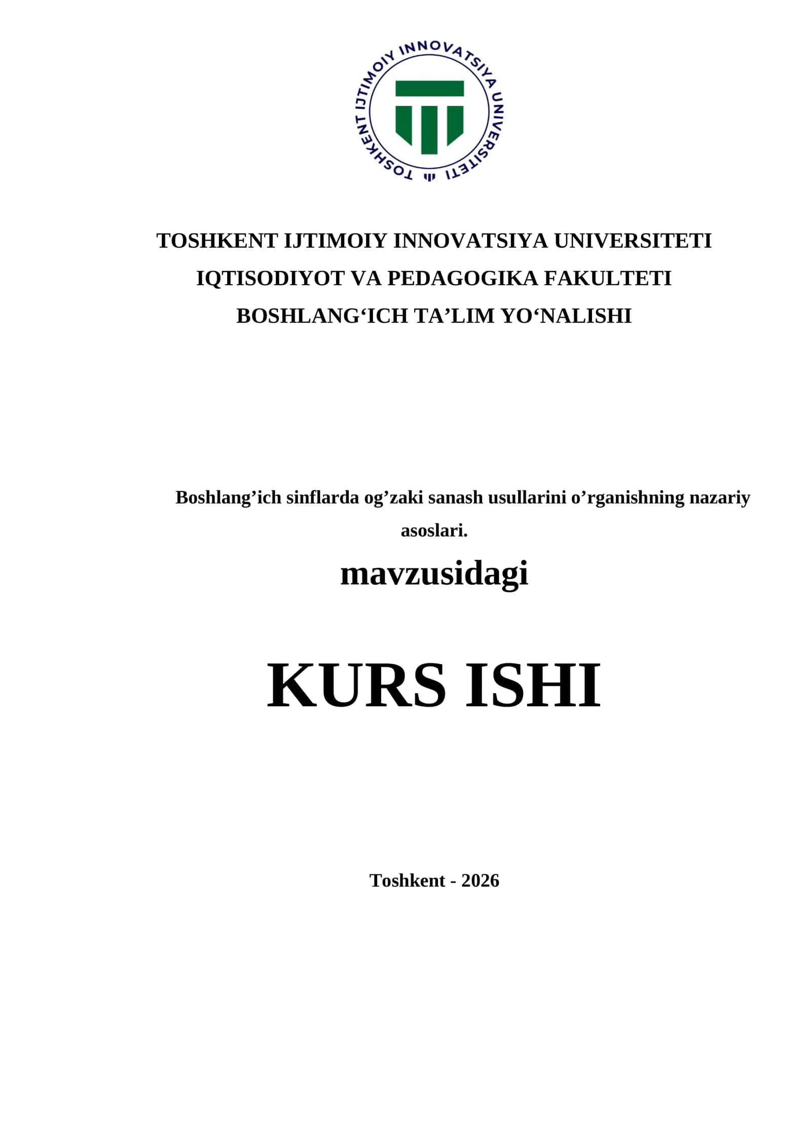 Boshlang’ich sinflarda og’zaki sanash usullarini o’rganishning nazariy asoslari