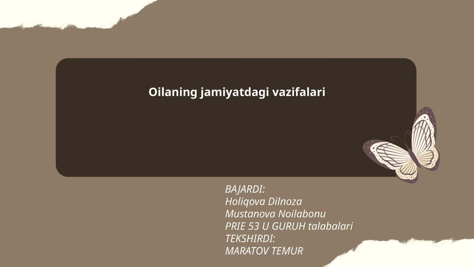 Oilaning jamiyatdagi vazifalari