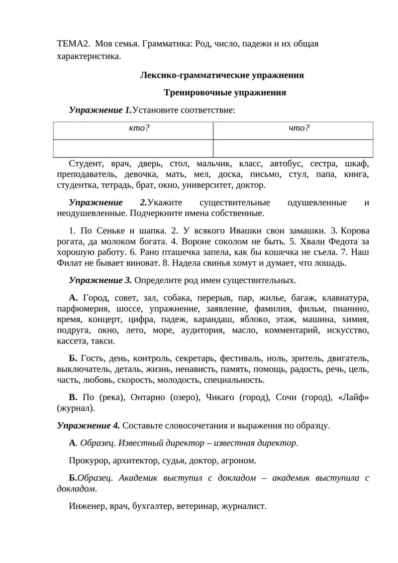 ТЕМА2. Моя семья.