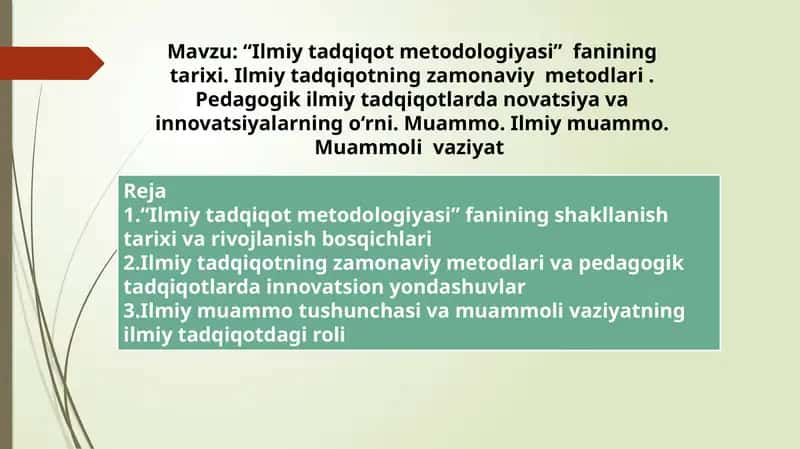 Ilmiy tadqiqot metodologiyasi