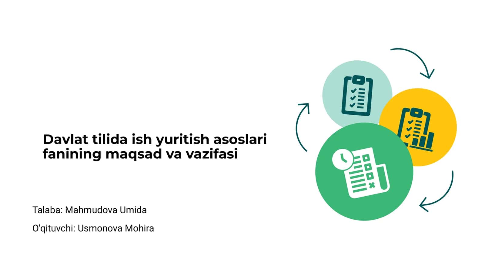 Davlat tilida ish yuritish asoslari fanining maqsad va vazifasi