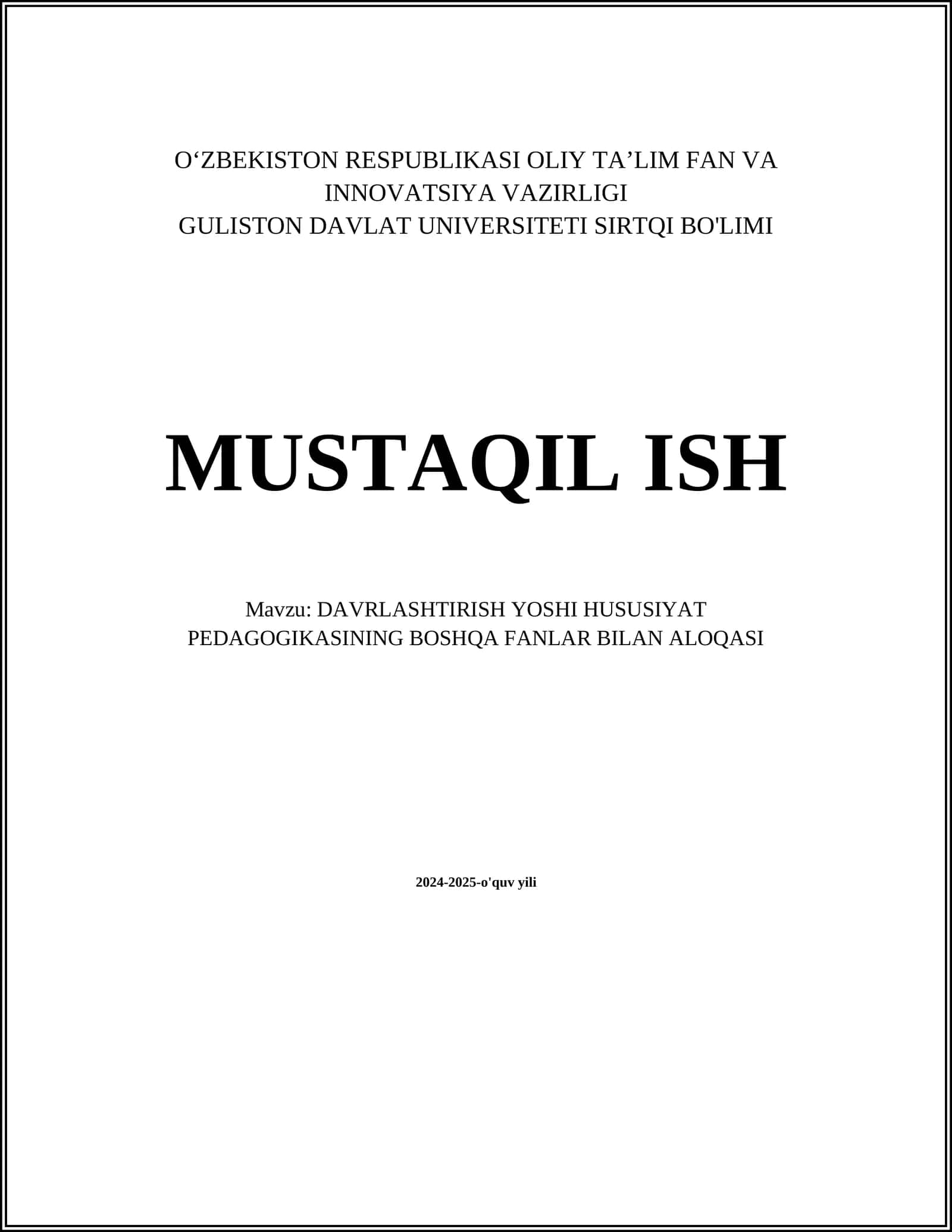 Davrlashtirish yondashuvidagi tarbiya usullari