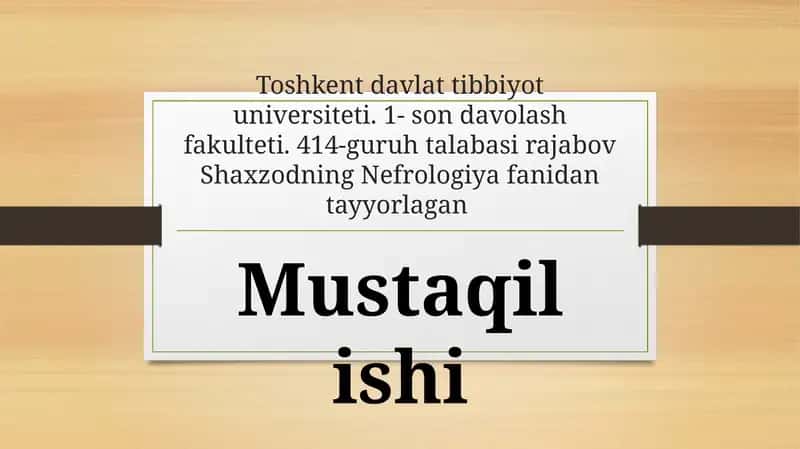 Nefrologiya fanining mustaqilishi