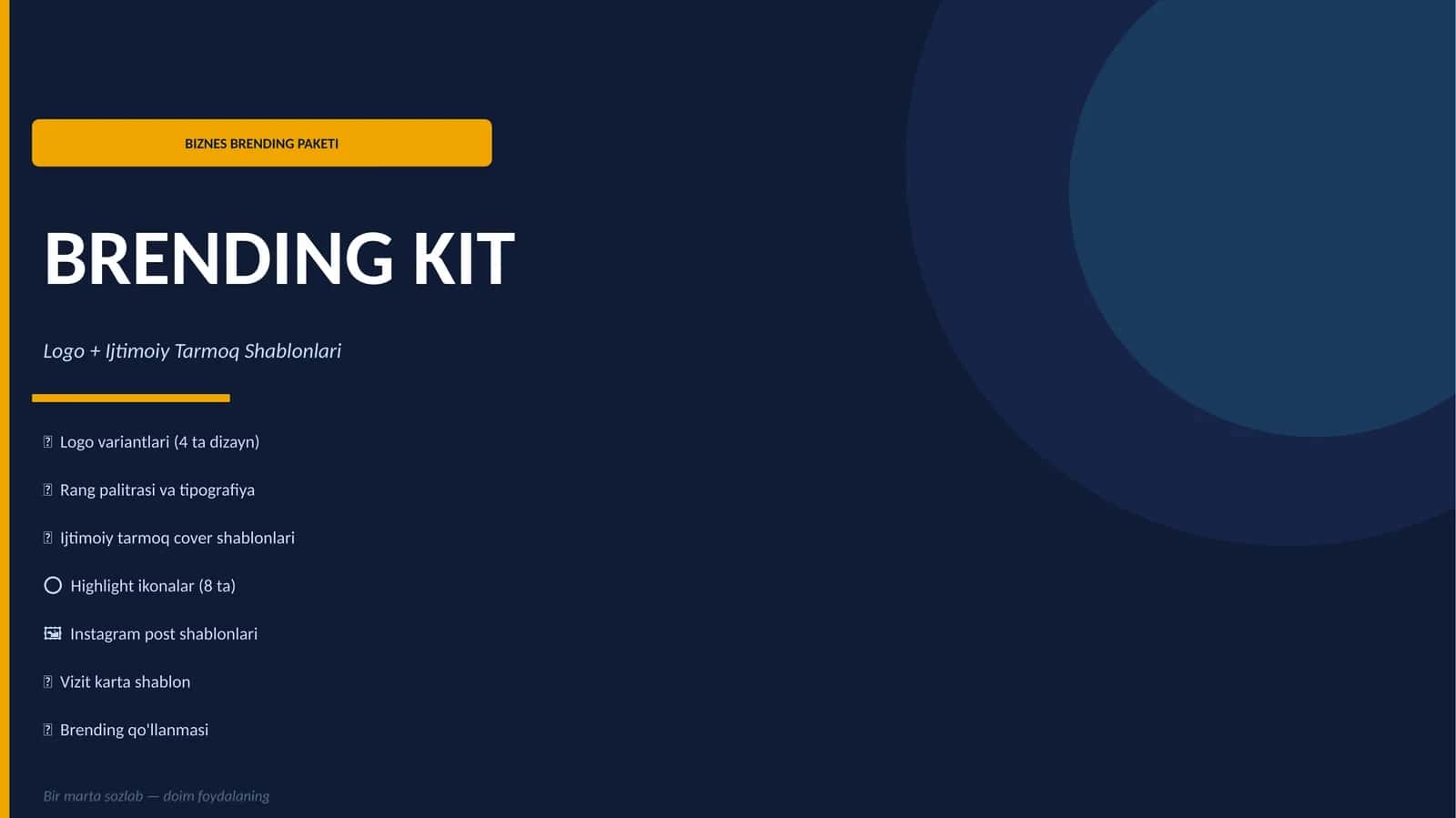 Brending Kit — Logo va Ijtimoiy Tarmoq Paketi (PPTX)