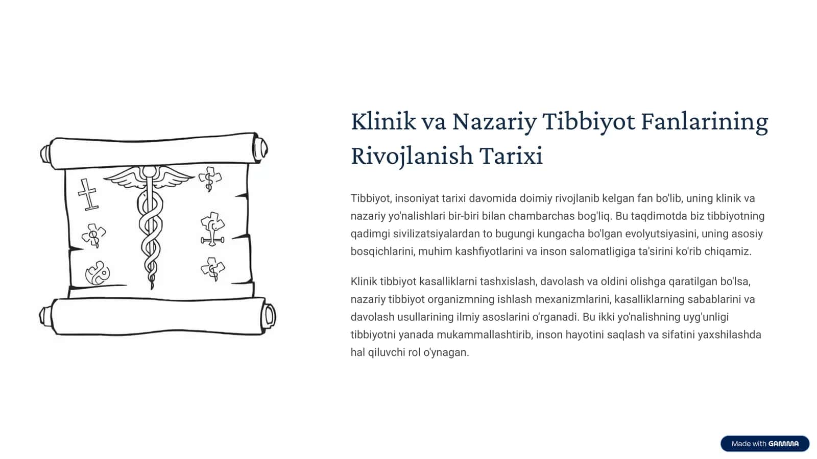 Klinik va Nazariy Tibbiyot Fanlarining Rivojlanish Tarixi