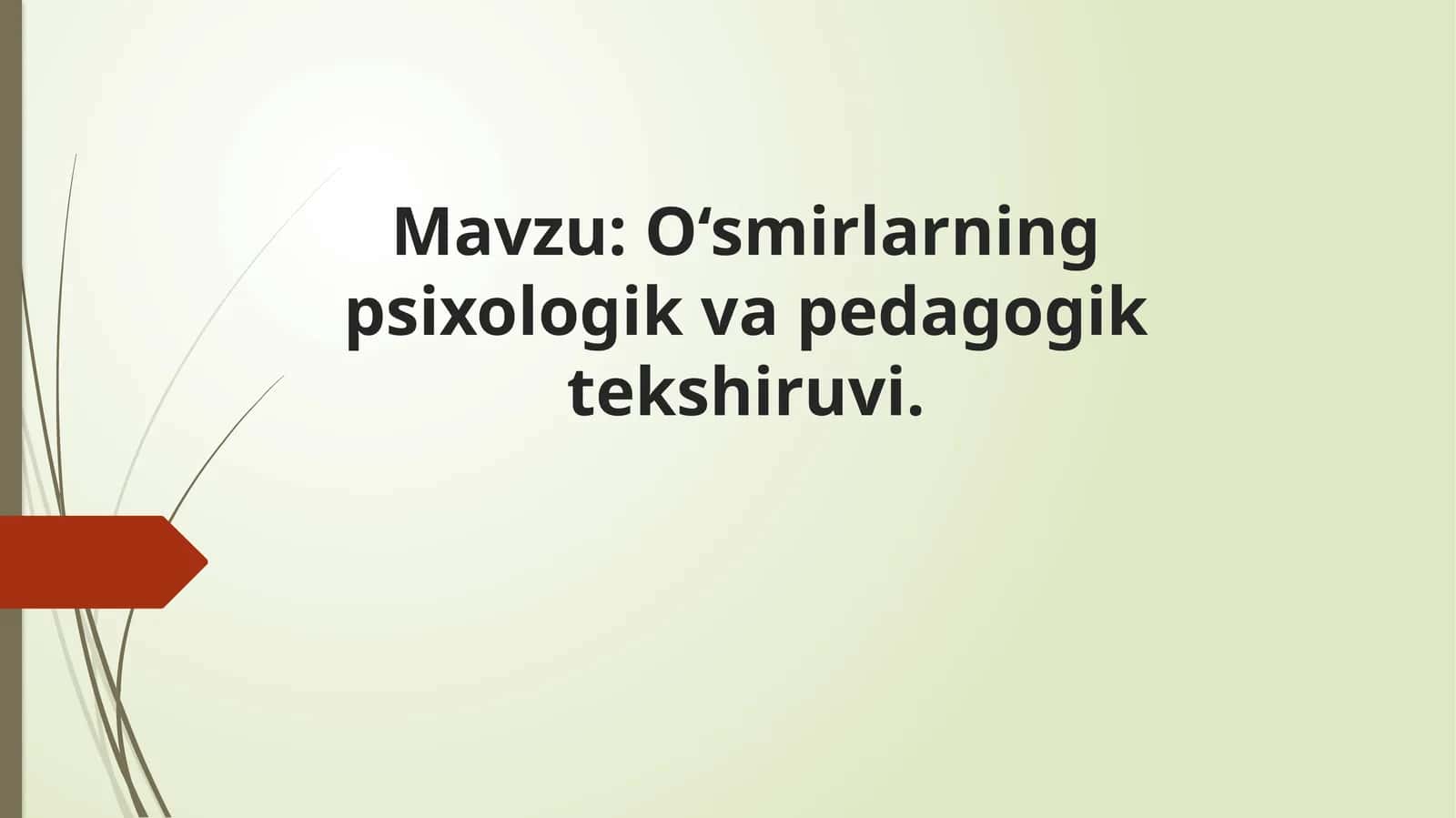 O‘smirlarning psixologik va pedagogik tekshiruvi