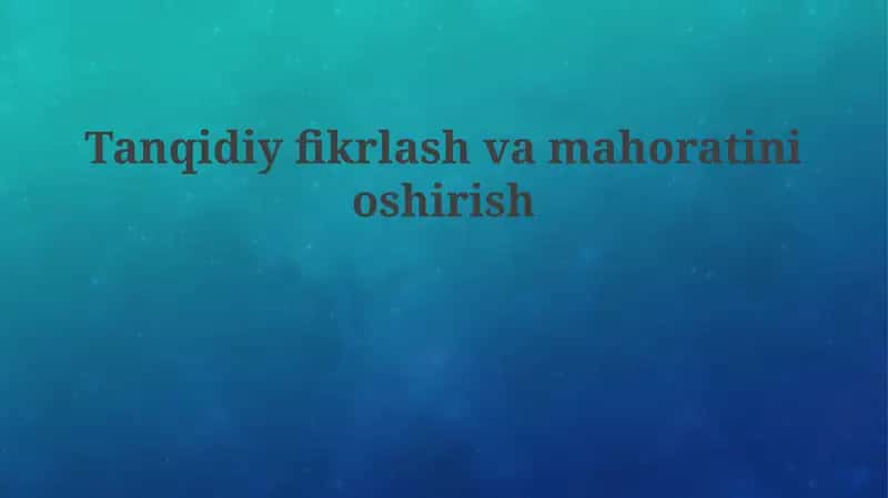 Tanqidiy fikrlash