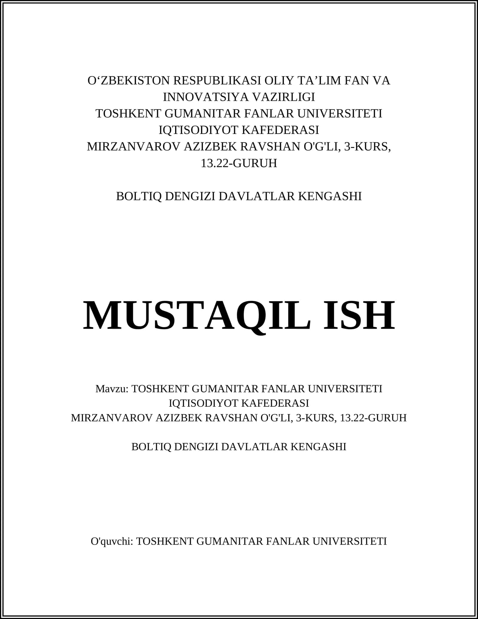 Boltiq Dengizi Davlatlarining Iqtisodiy Integratsiyasi