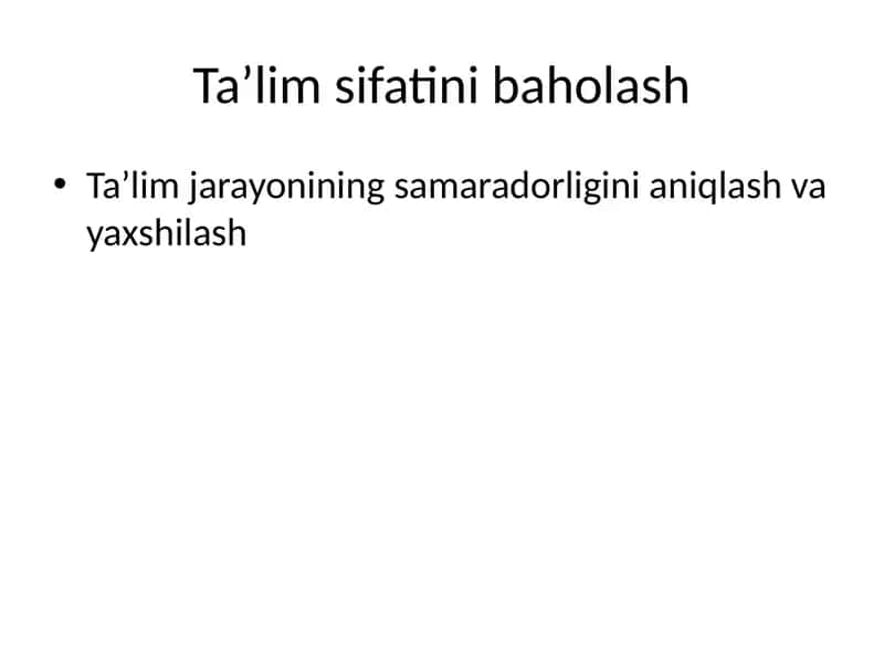 Ta’lim sifati va samaradorligi