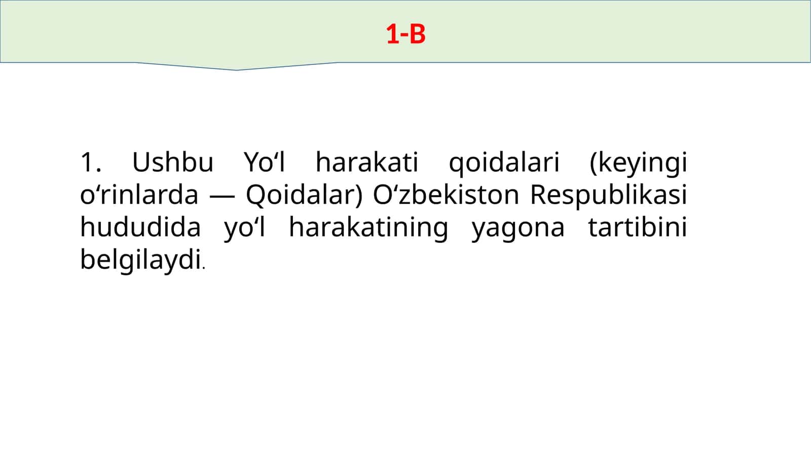 Yo‘l harakatining qoidalari