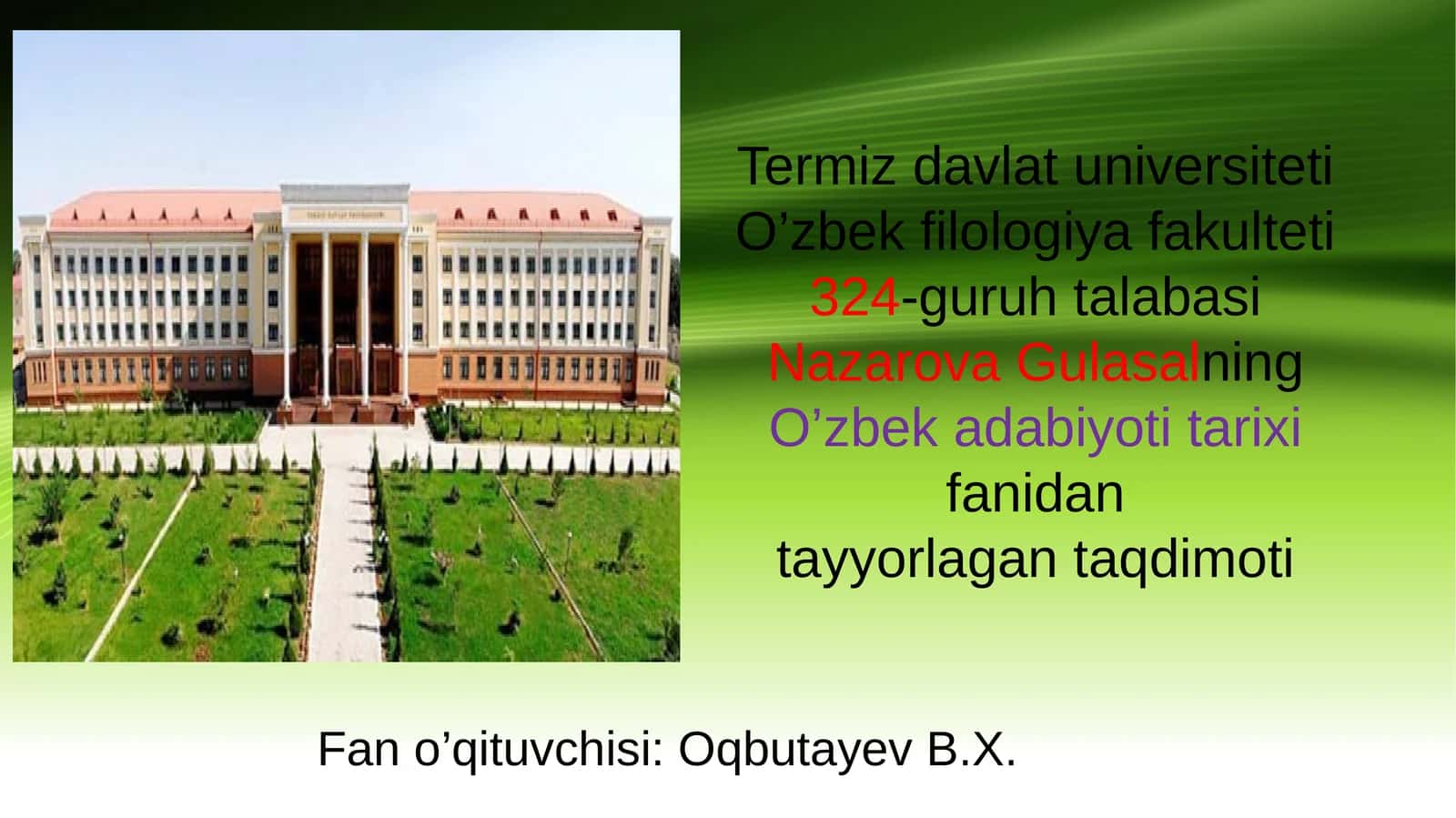 O’zbek adabiyoti tarixi fanining maqsad va vazifalari