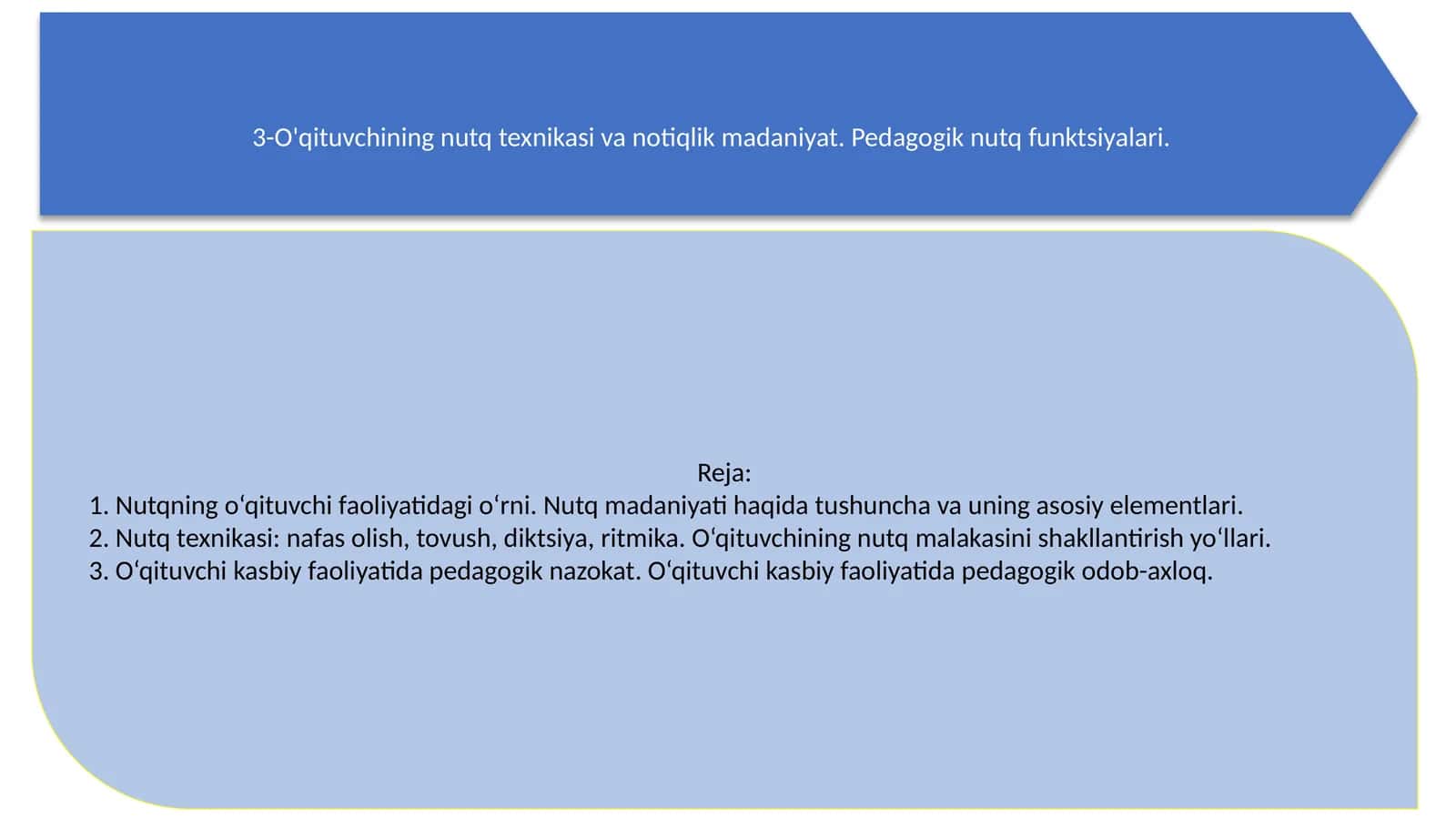 3-O'qituvchining nutq texnikasi va notiqlik madaniyat