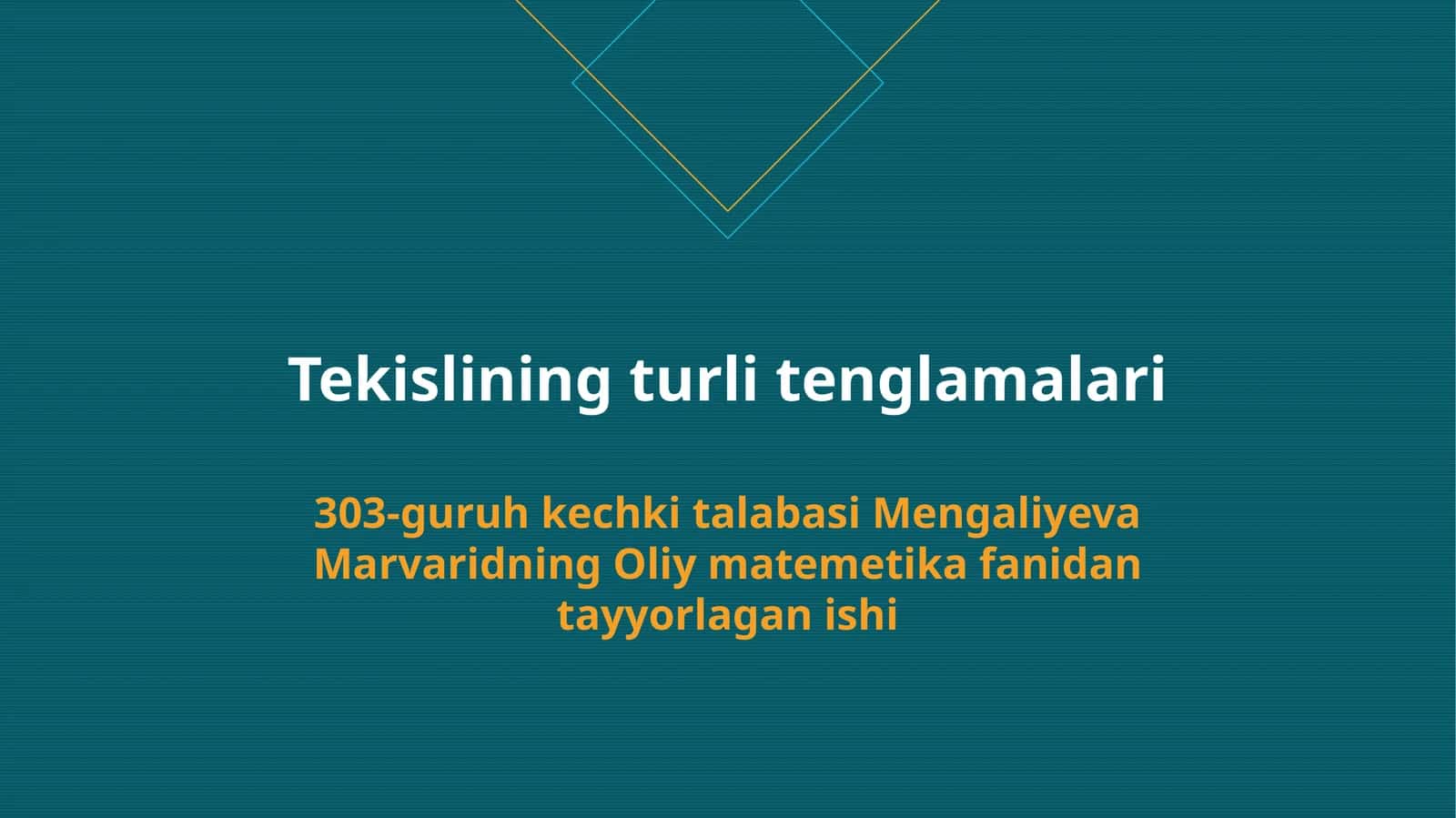 Tekislining turlitenglamalari