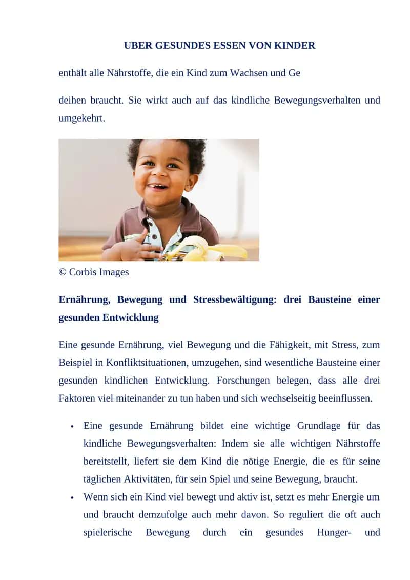 UBER GESUNDES ESSEN VON KINDER