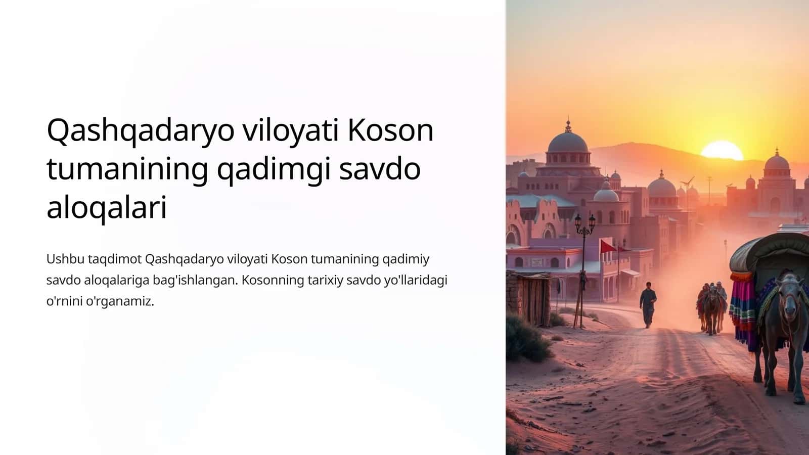 Qashqadaryo viloyati Koson tumanining qadimgi savdo aloqalari