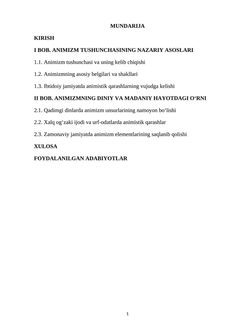 Animizmning Diniy va Madaniy Hayotdagi O‘rni