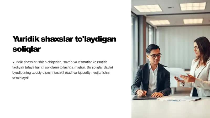 Yuridik shaxslar to'laydigan soliqlar