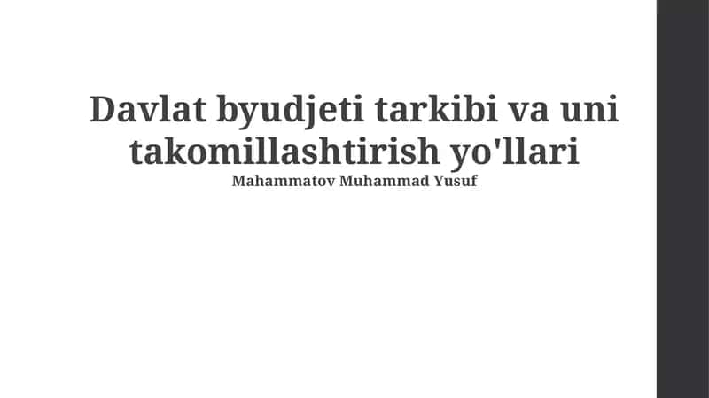 Innovatsion texnologiyalarni byudjet jarayoniga joriy etish