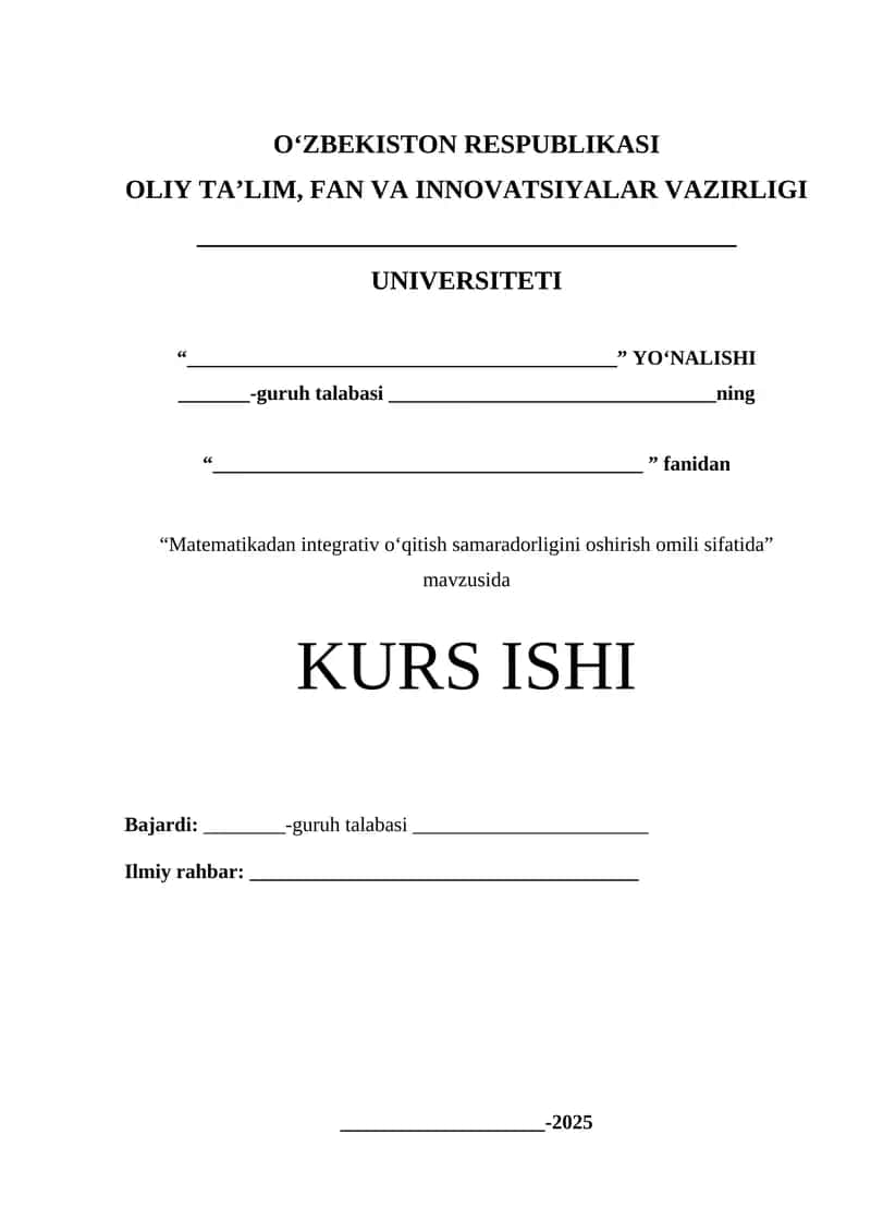 Matematikadan integrativ o‘qitish samaradorligini oshirish omili sifatida