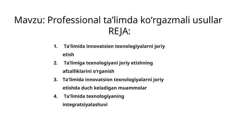 Professional taʼlimda koʻrgazmali usullar