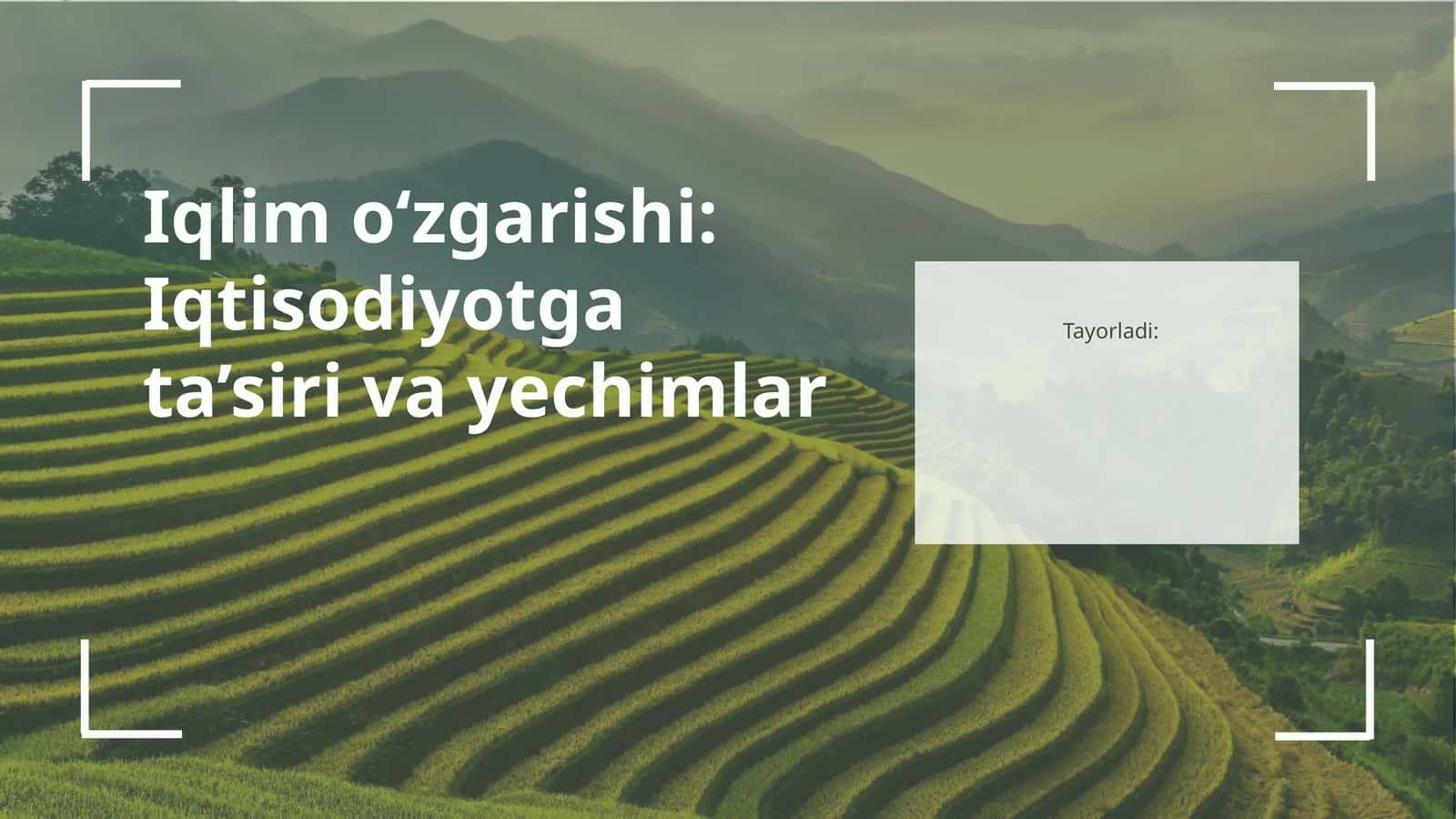 Iqlim o zgarishi Iqtisodiyotga ta siri va yechimlar