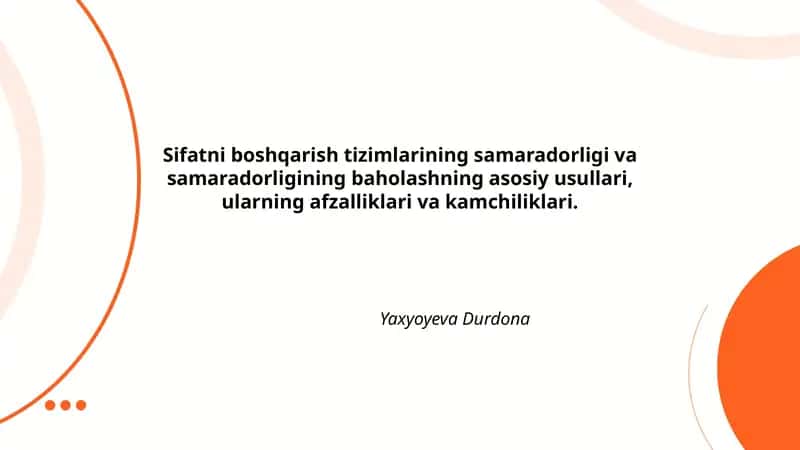 Ichki auditlar orqali sifatni boshqarish tizimining samaradorligini baholash