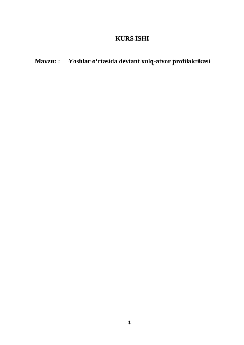 Yoshlar o‘rtasida deviant xulq-atvor profilaktikasi