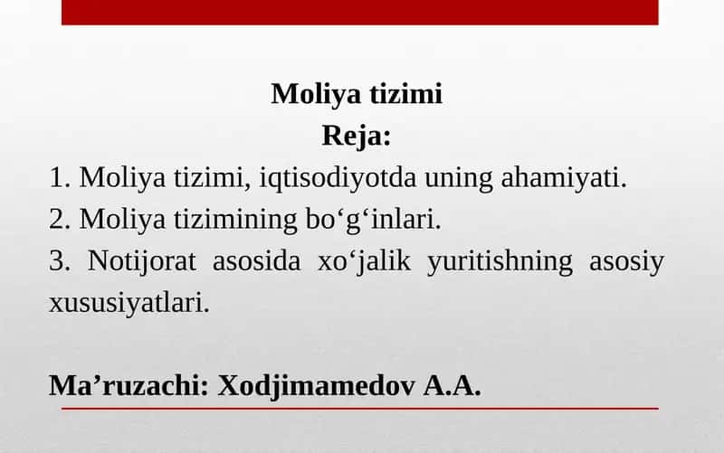 Moliya tizimi