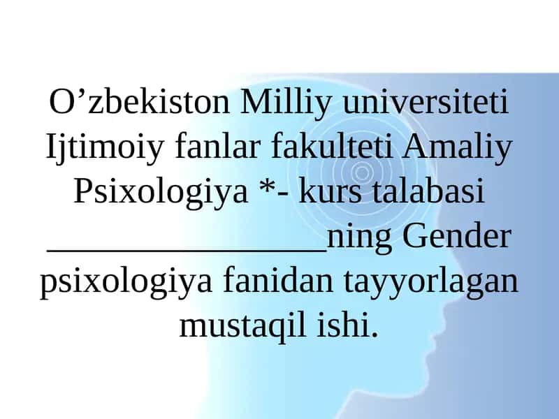 Amaliy Psixologiya Gender Psixologiyasi