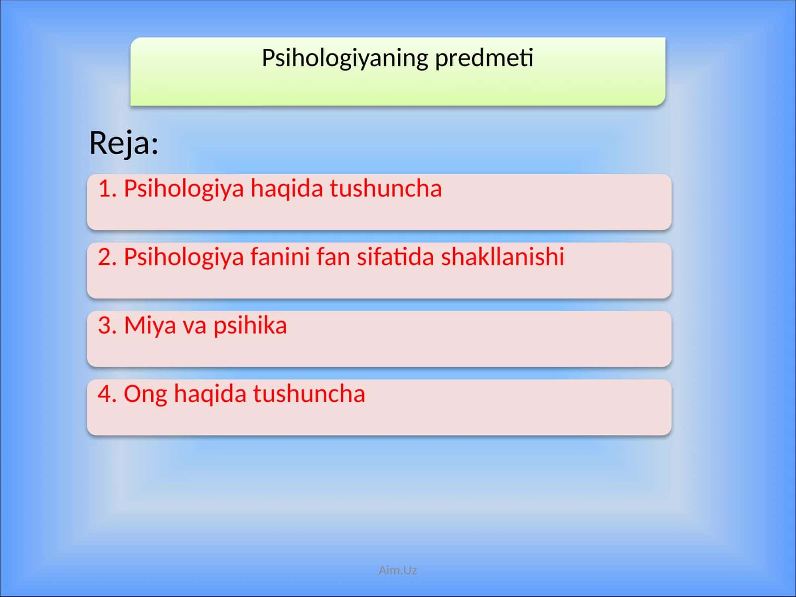 Psihologiyaning predmeti