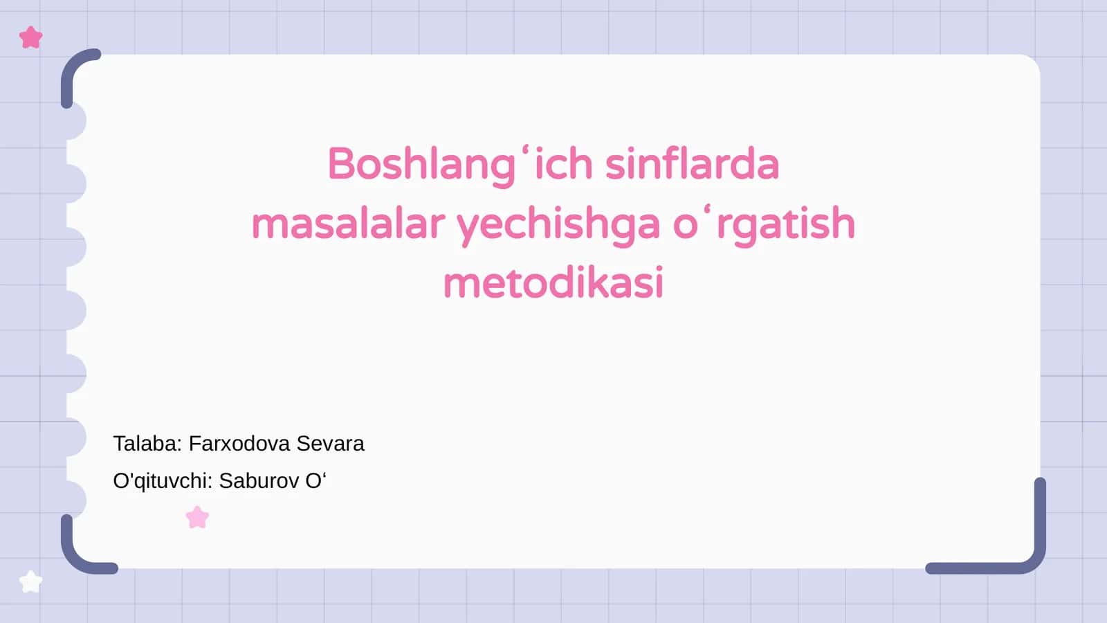 Boshlangʻich sinflarda masalalar yechishga oʻrgatish metodikasi