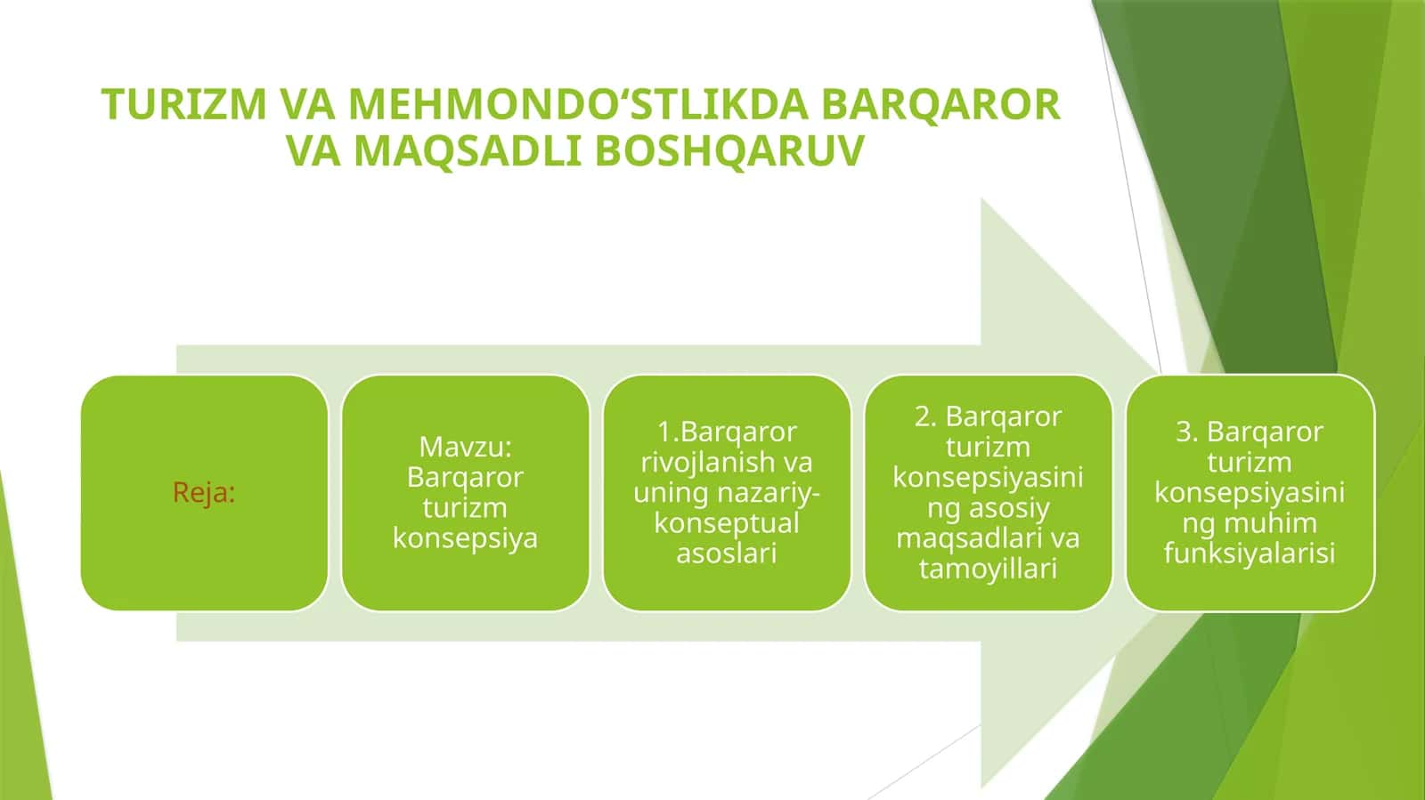 TURIZM VA MEHMONDO‘STLIKDA BARQAROR VA MAQSADLI BOSHQARUV