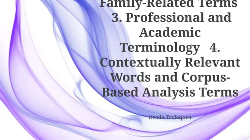 Professional and Academic Terminology