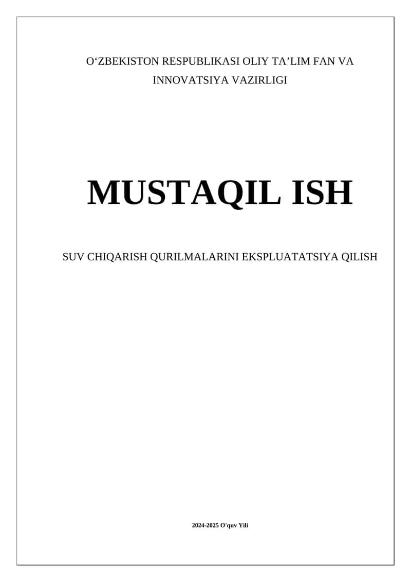 Suv chiqarish qurilmalari