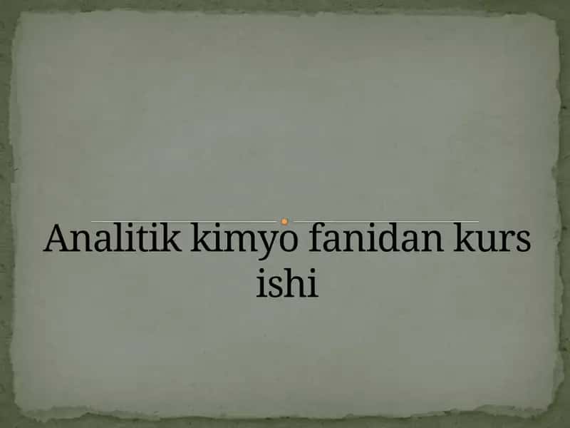 Analitikkimyofanidankursishi