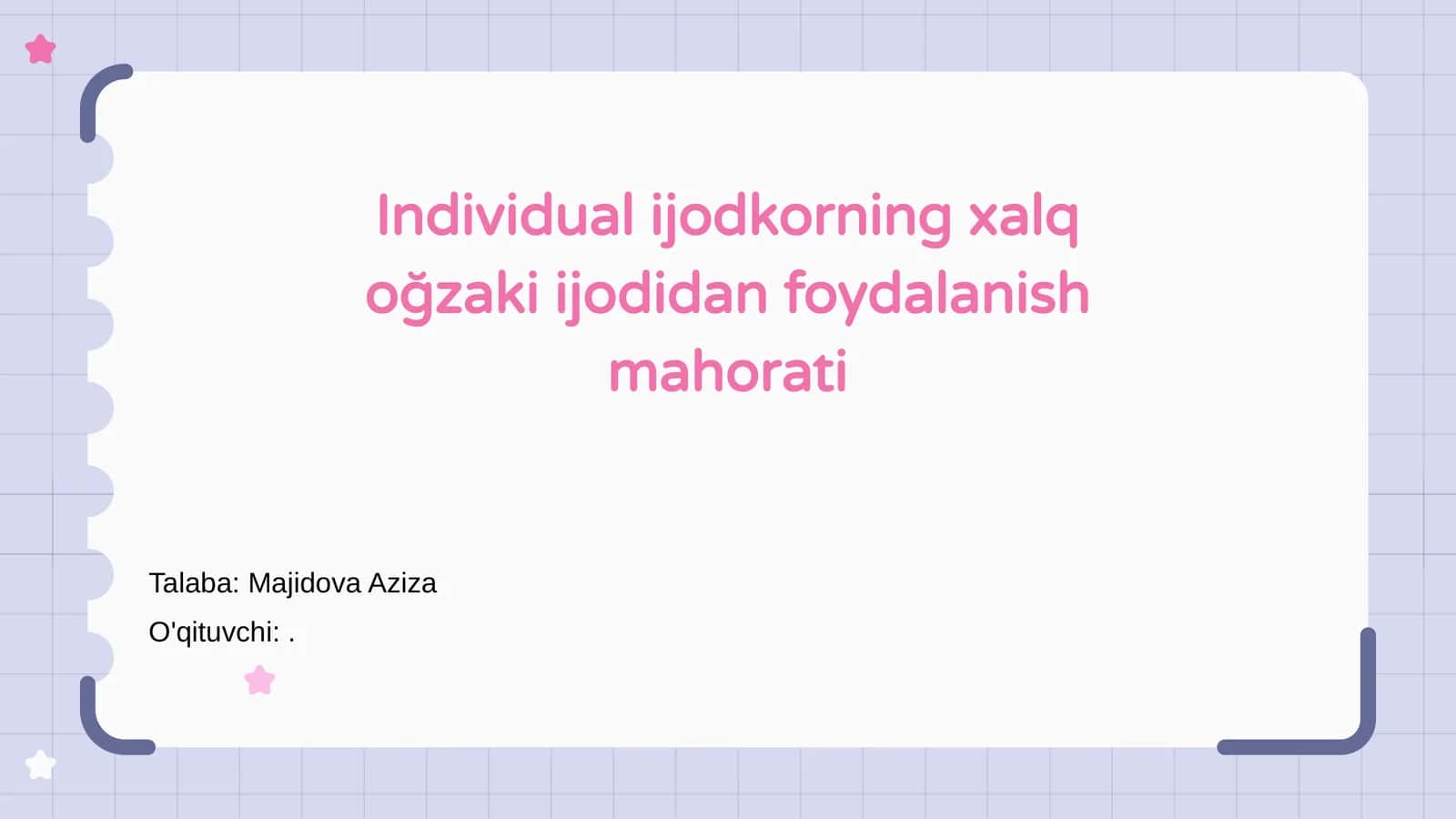 Xalq og'zaki ijodidan foydalanish mahorati