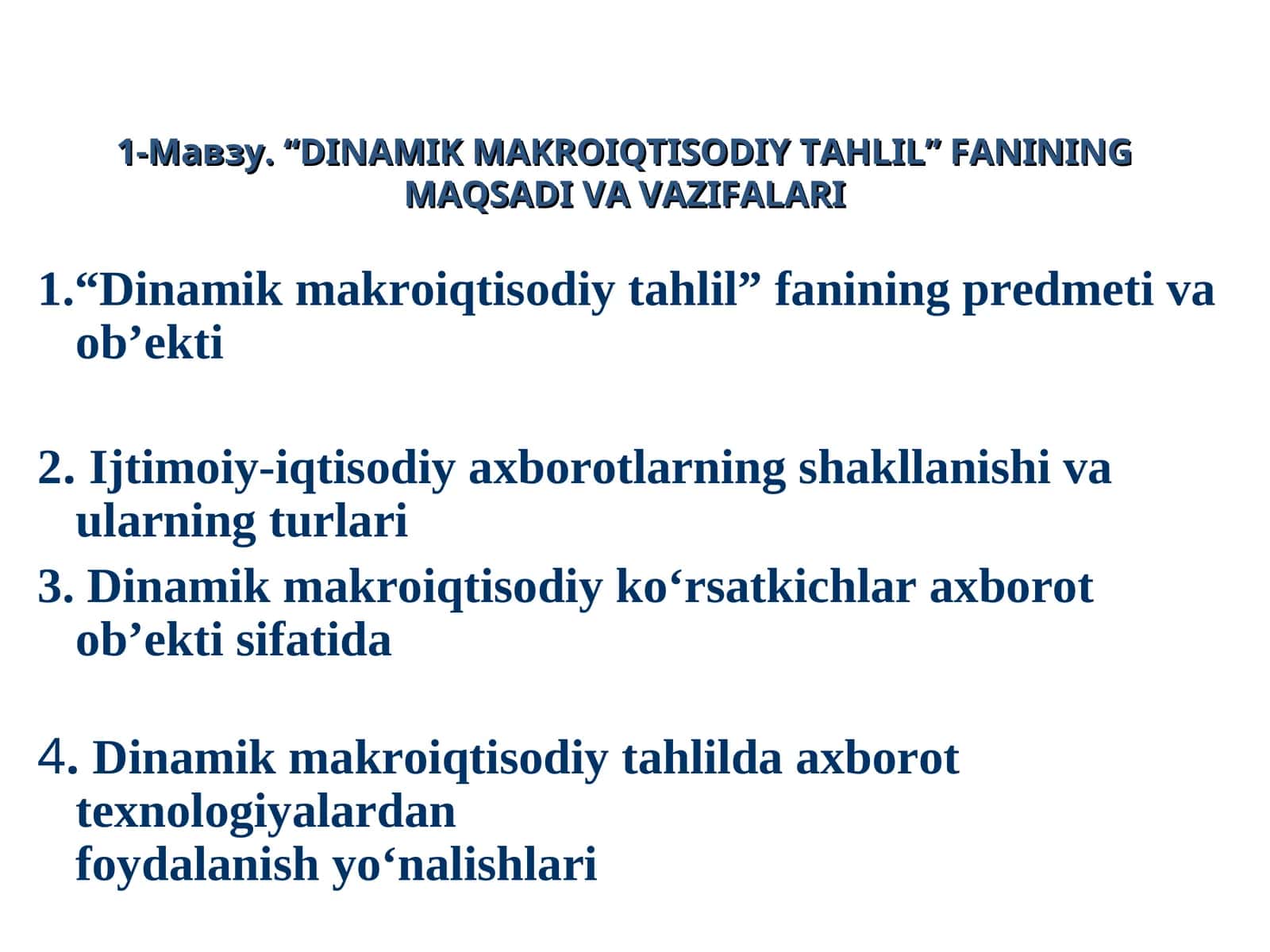 DINAMIK MAKROIQTISODIY TAHLIL