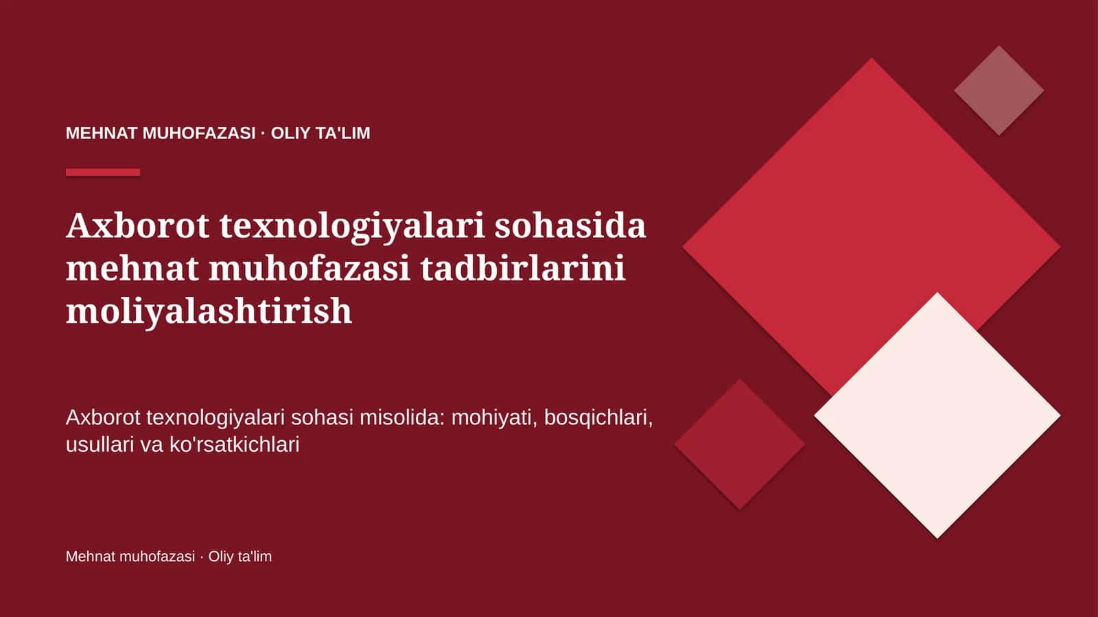 axborot texnologiyalari sohasida mehnat muhofazasi tadbirlarini moliyalashtirish 5380