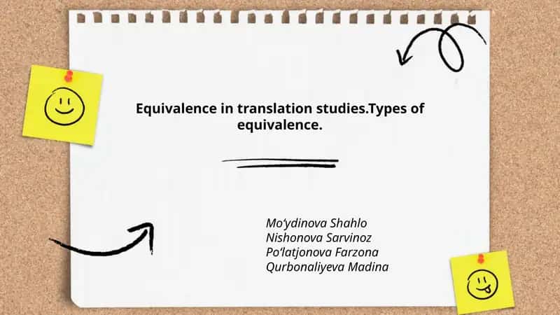 Equivalence in translation studies.Types of equivalence
