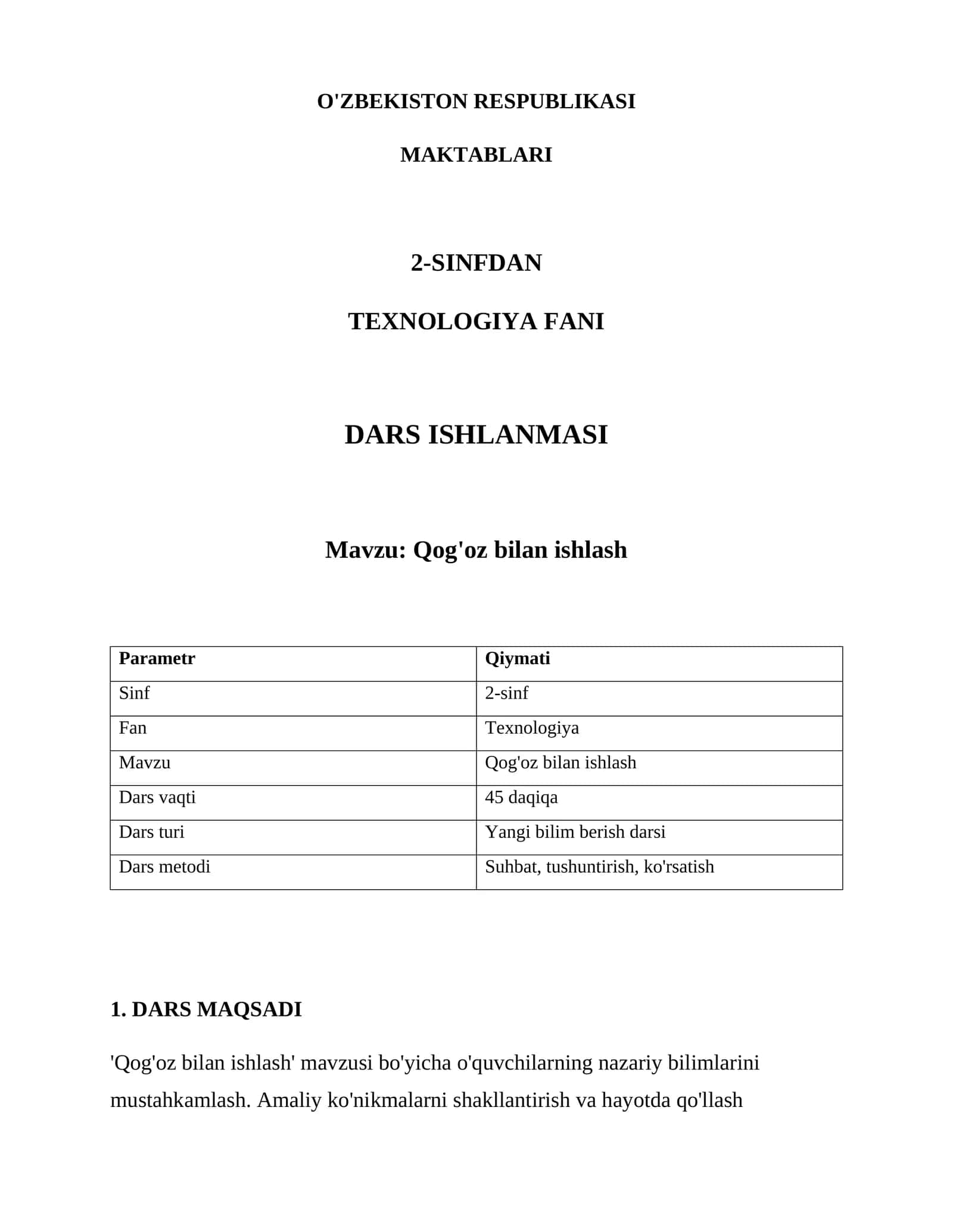 Qog'oz bilan ishlash