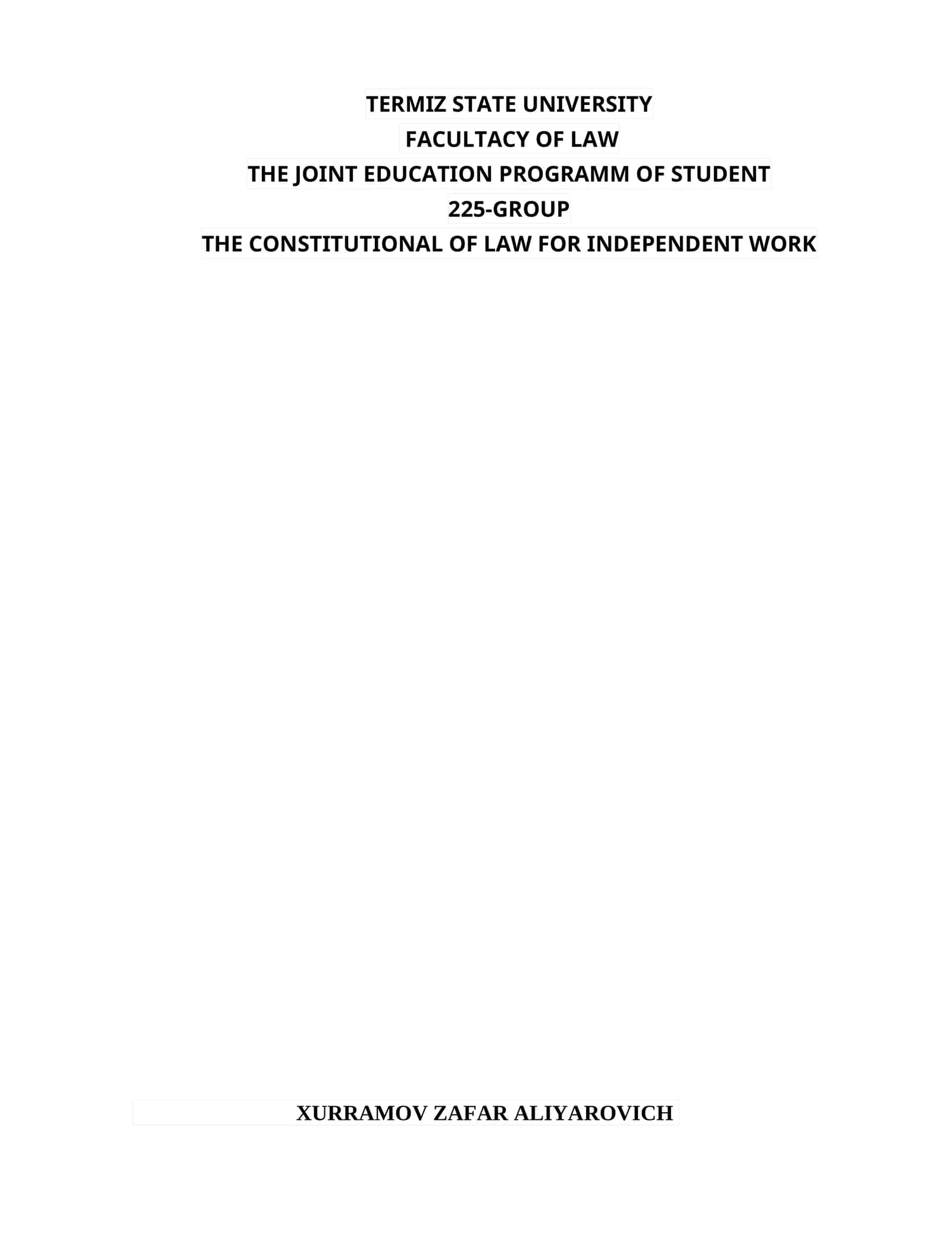 THE CONSTITUTIONAL OF LAW FOR INDEPENDENT WORK