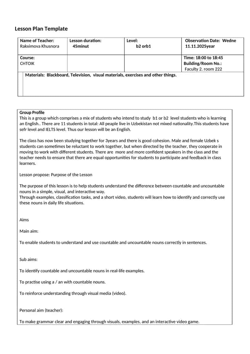 Lesson Plan Template