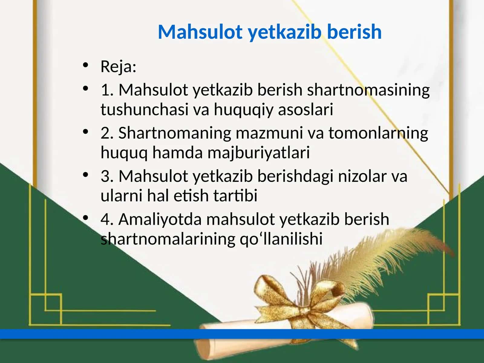 Mahsulot yetkazib berish shartnomasi