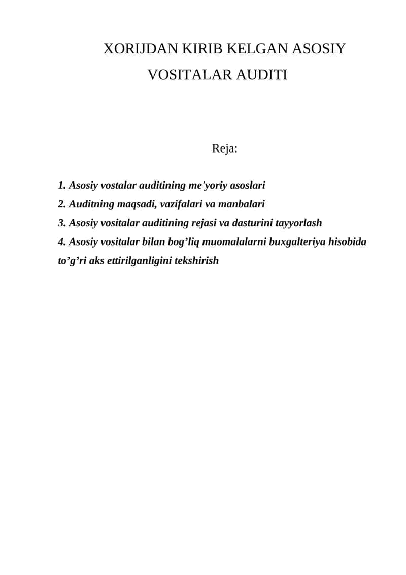 Asosiy vositalar auditi