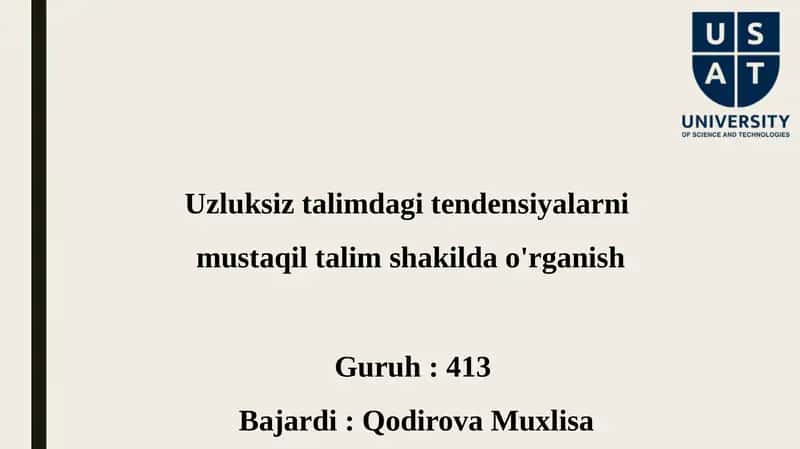 Uzluksiz talimda gitendensiyalar