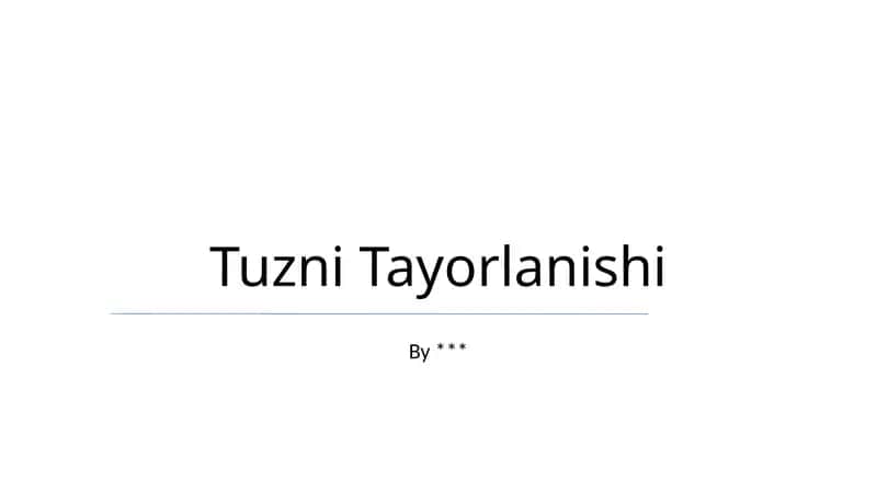 Tuzni Tayorlanishi