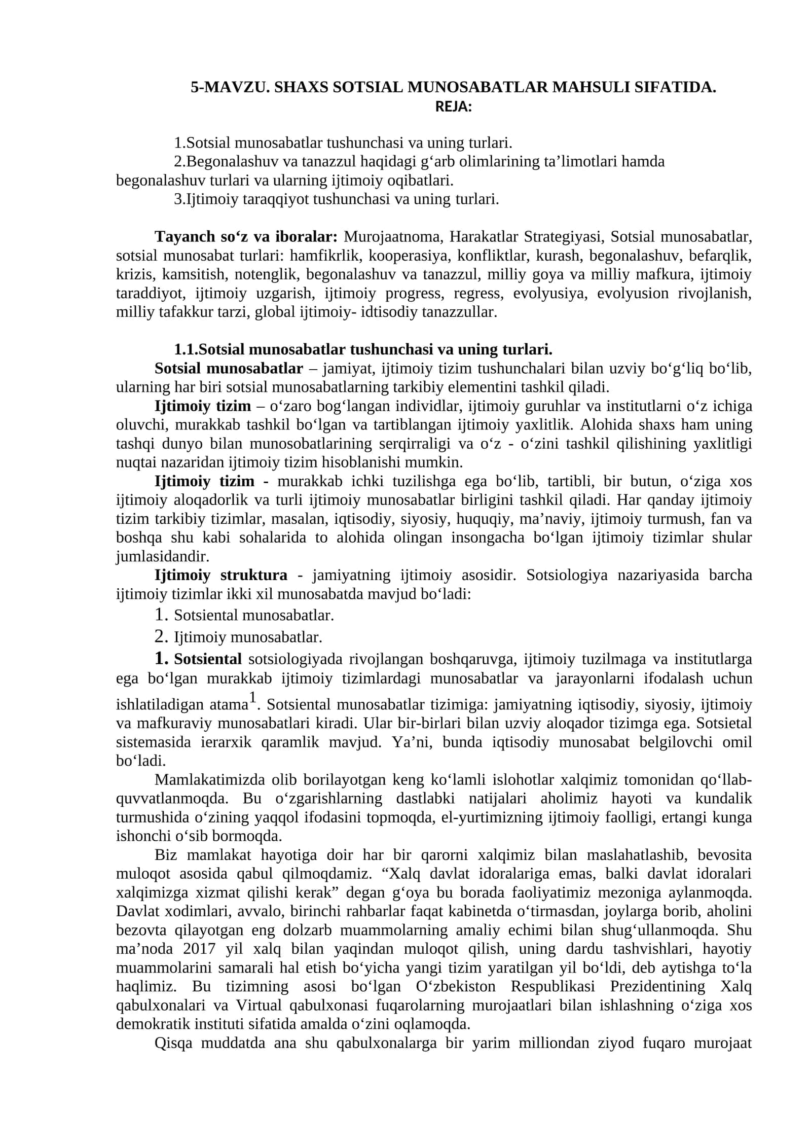 SHAXS SOTSIAL MUNOSABATLAR MAHSULI SIFATIDA